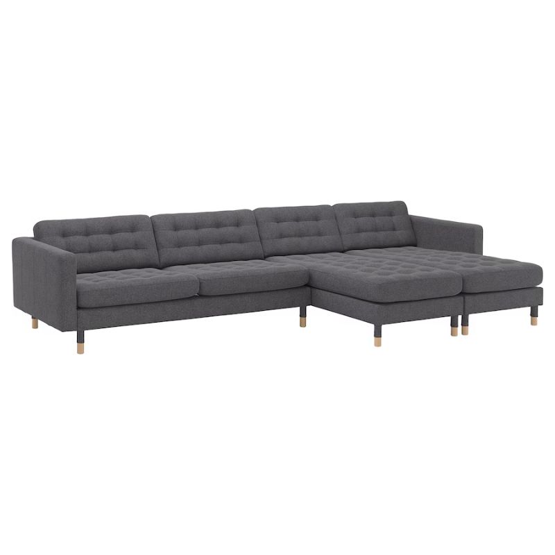 IKEA LANDSKRONA 5 - seat Sofa, with Chaise Longues - 
 Gunnared Dark Grey - Wood