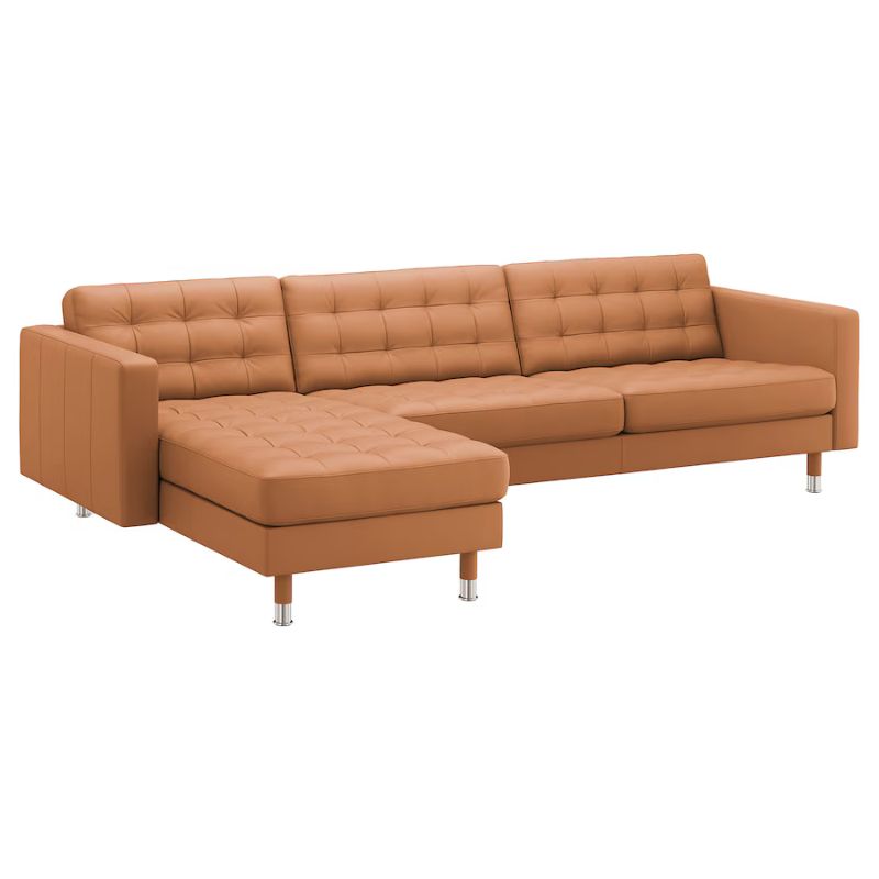 IKEA LANDSKRONA 4-seat Sofa, with Chaise Longue-Grann-Bomstad Golden-Brown-Metal