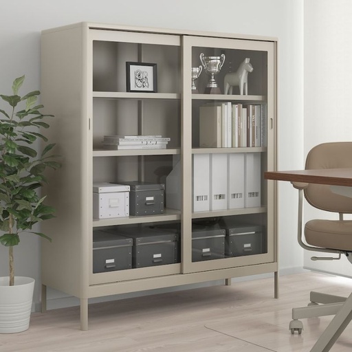 IKEA Idasen Cabinet with Sliding Glass Doors, Beige 120X140 cm