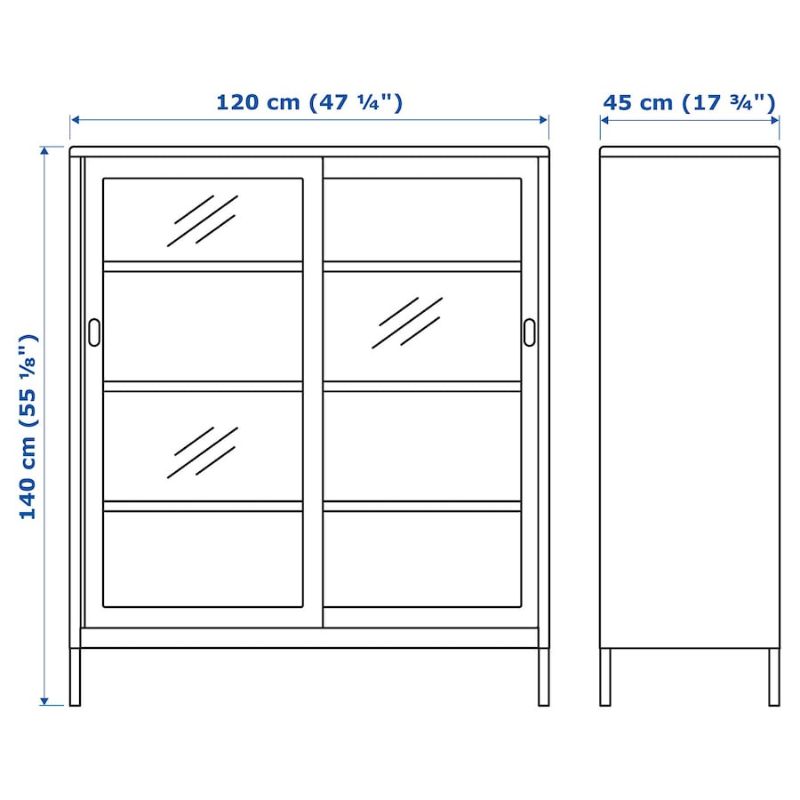 IKEA Idasen Cabinet with Sliding Glass Doors, Beige 120X140 cm