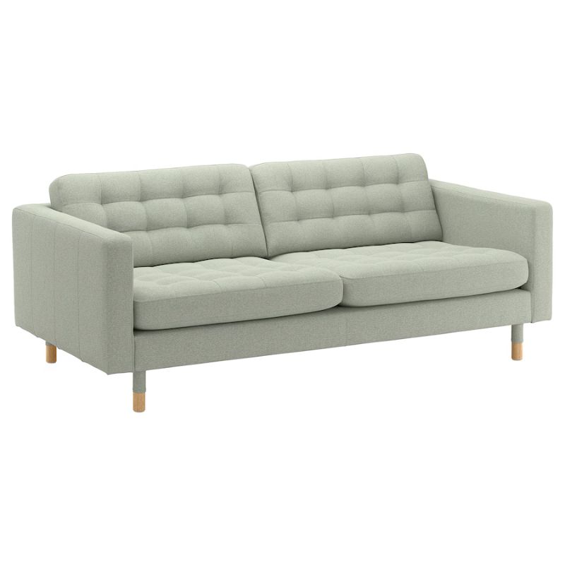 IKEA LANDSKRONA 3-seat Sofa, Gunnared Light Green-Wood