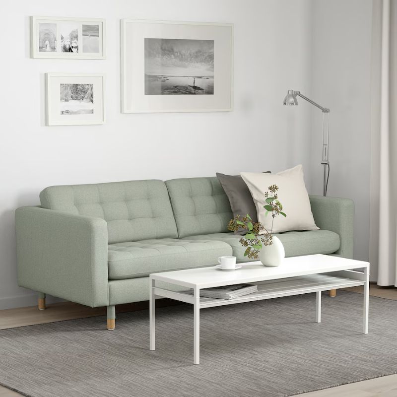 IKEA LANDSKRONA 3-seat Sofa, Gunnared Light Green-Wood