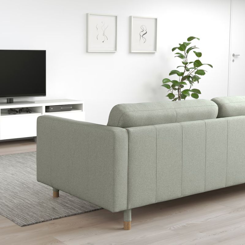 IKEA LANDSKRONA 3-seat Sofa, Gunnared Light Green-Wood