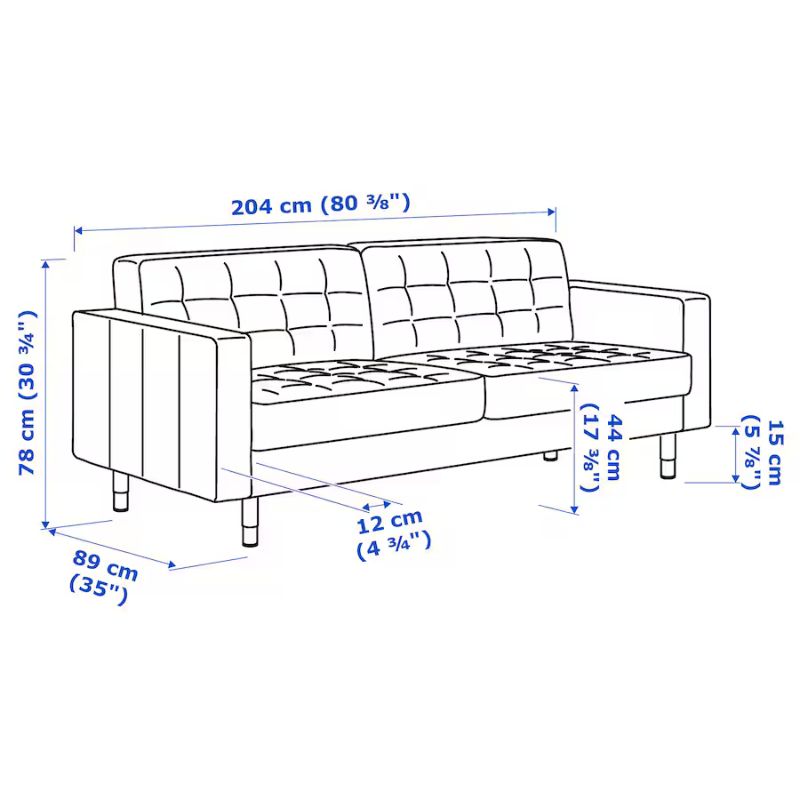 IKEA LANDSKRONA 3-seat Sofa, Gunnared Light Green-Wood