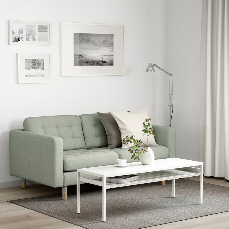 IKEA LANDSKRONA 2-seat Sofa, Gunnared Light Green-Wood