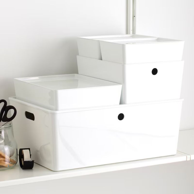 IKEA Kuggis Box with Lid, White, 26X35X15 cm