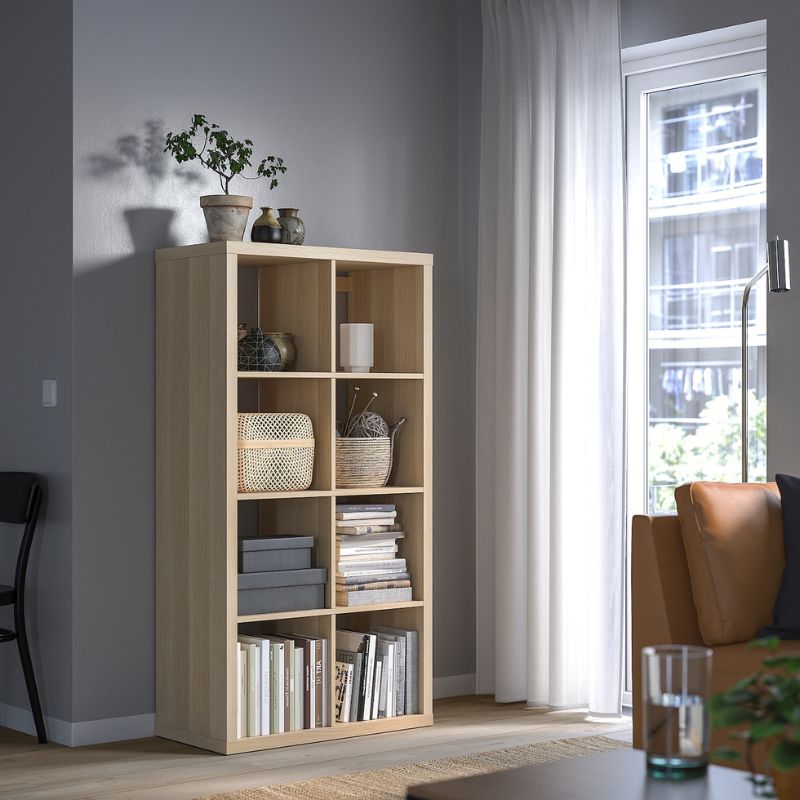 IKEA KALLAX Shelving Unit, White Stained Oak Effect,2X4,77X147cm