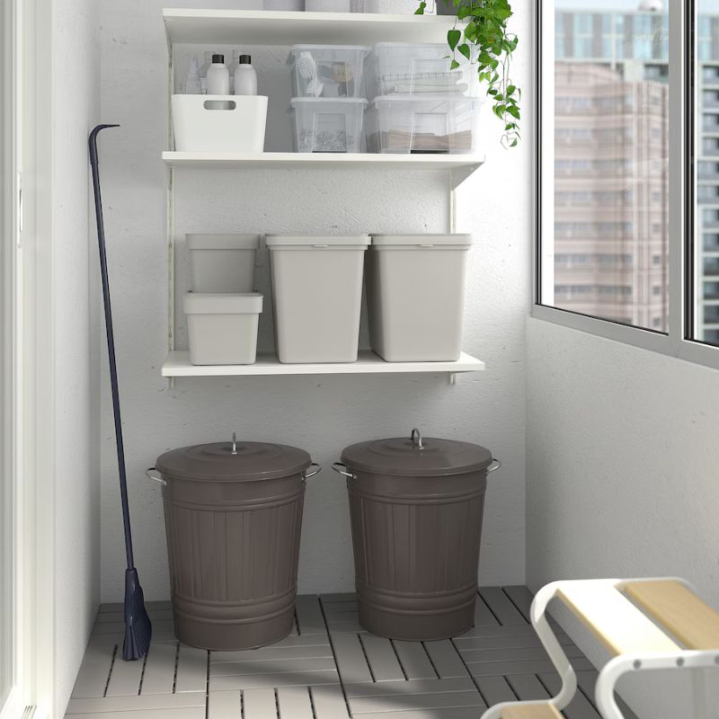 IKEA Knodd Bin with Lid, Grey 40 L