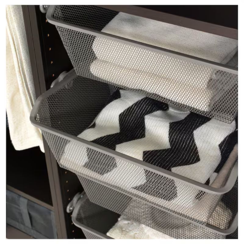 IKEA KOMPLEMENT Mesh Basket with Pull-out Rail Dark Grey 50X35 cm