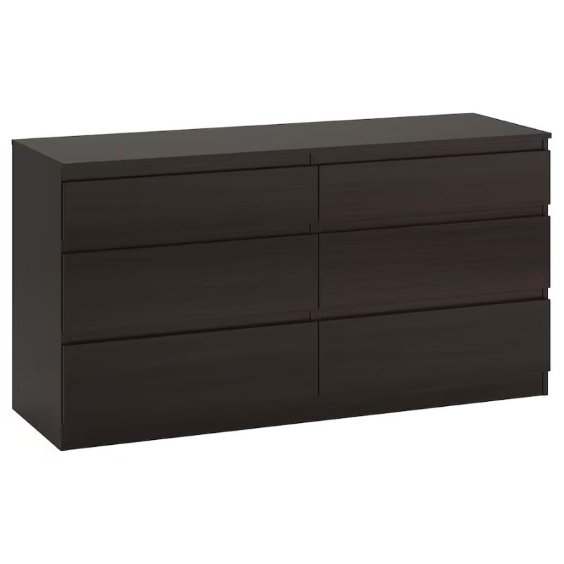 IKEA KULLEN Chest of 6 Drawers,black-brown, 140x72 cm