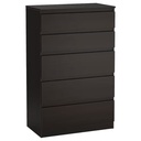 IKEA KULLEN Chest of 5 Drawers Black Brown 70X112 cm