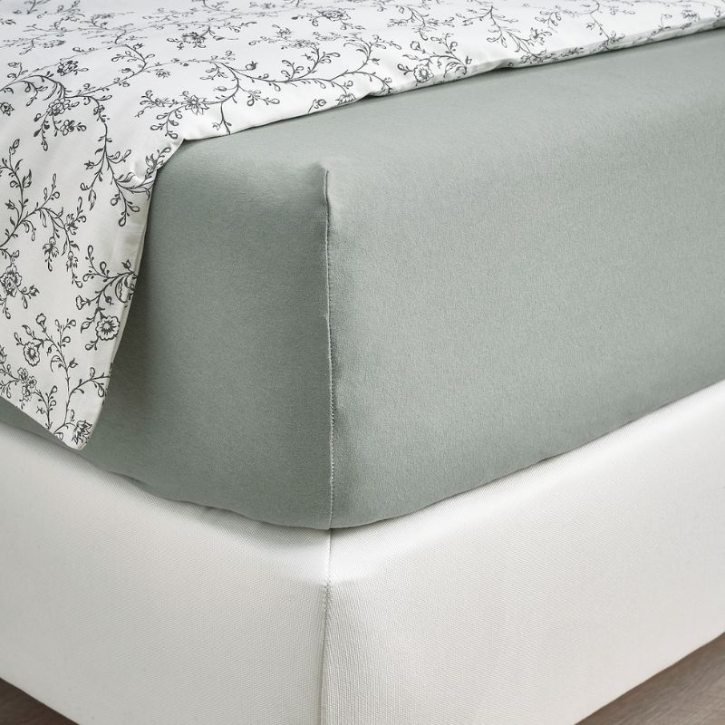 IKEA VARVIAL fitted sheet, grey-green, 80x200 cm