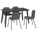 LISABO / KARLPETTER Table and 4 chairs, Black/Gunnared Medium Grey Black