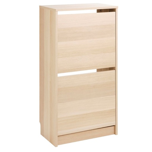 BISSA shoe cabinet with 2 compartments oak effect 49x28x93 cm