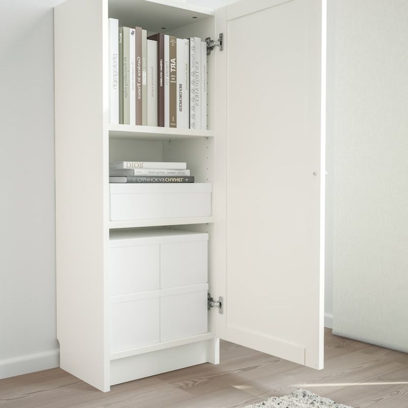 Bookcase with door, white, 40x30x106 cm