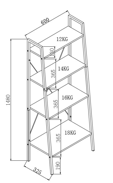 BADEN Bookshelf, Shelf Unit, 60X32X148