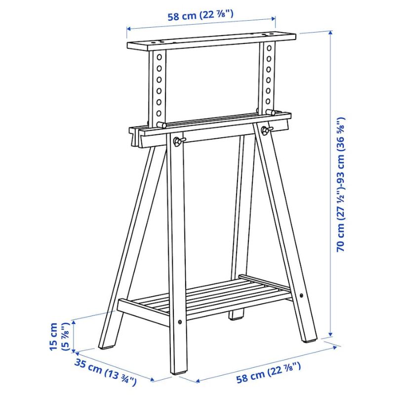 IKEA MITTBACK Trestle Birch 58X70 -93 cm