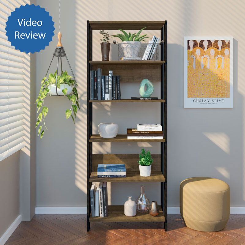 Garanhuns Bookcase 5 Niches - Pine/ Black