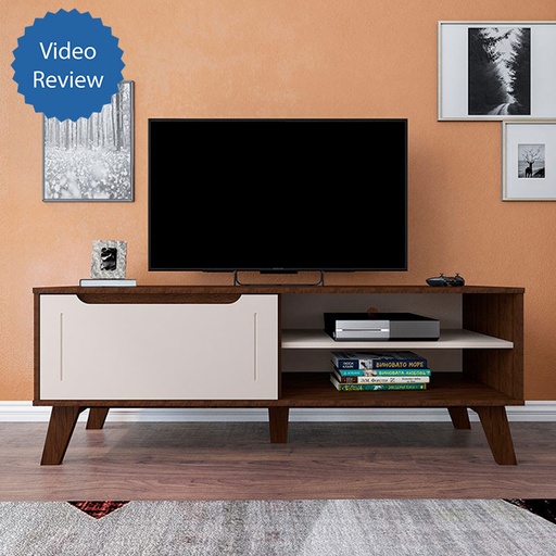 Belo Horizonte Tv Stand - Walnut/ Off White