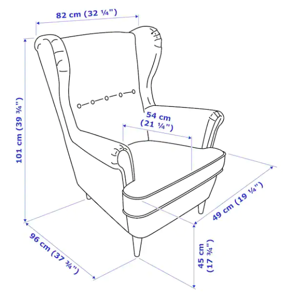 Ikea STRANDMON Wing chair, Vibberbo black-beige
