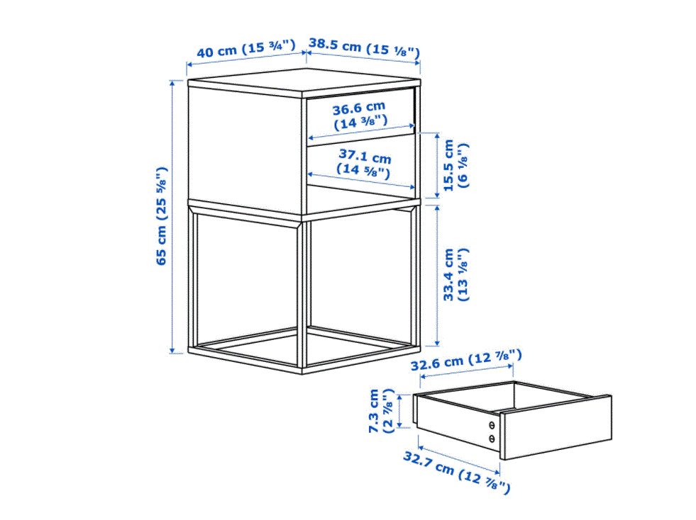 IKEA Vikhammer bedside table, white 40x39 cm