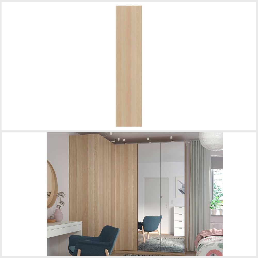 Ikea FORSAND Door with hinges, white stained oak effect, 50x229 cm