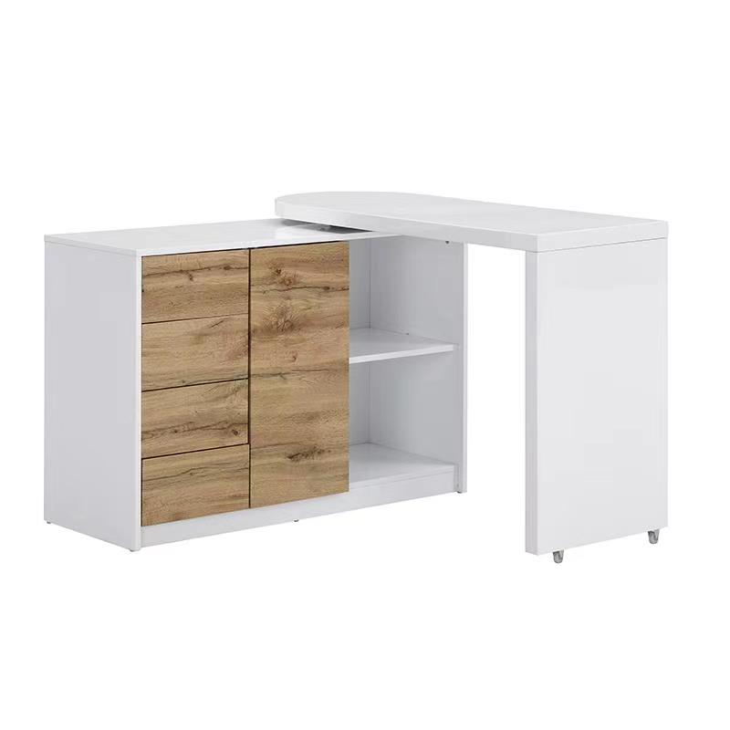 MILAN computer desk high gloosy,oak White