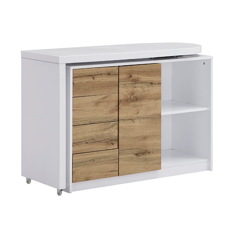 MILAN computer desk high gloosy,oak White