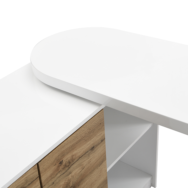 MILAN computer desk high gloosy,oak White