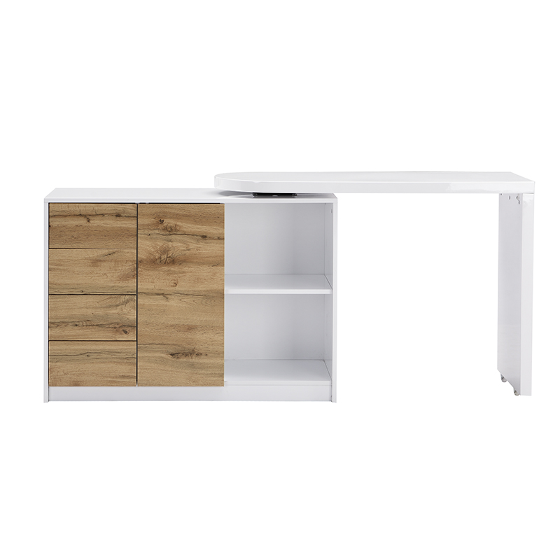 MILAN computer desk high gloosy,oak White