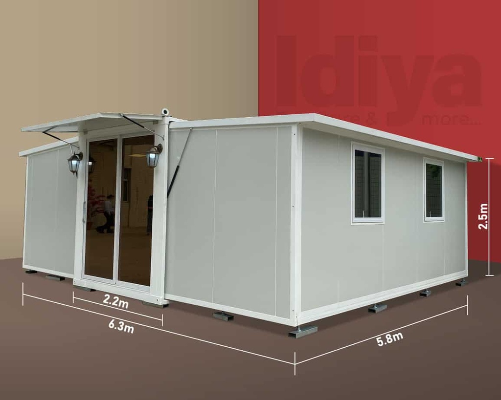 BANGOR Expandable Container with 2 Bedrooms 1 Bathroom: White Colour| Portable House| Eco-Friendly