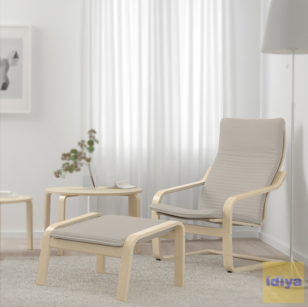 IKEA Poang Armchair, birch veneer, Knisa light beige