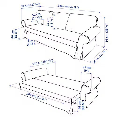 VRETSTORP Frame 3-seat sofa-bed