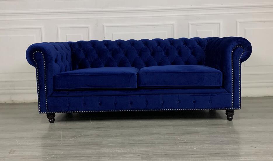 IDIYA VIRGINIA CHESTFIELD 3 Seater Sofa Set ,Blue