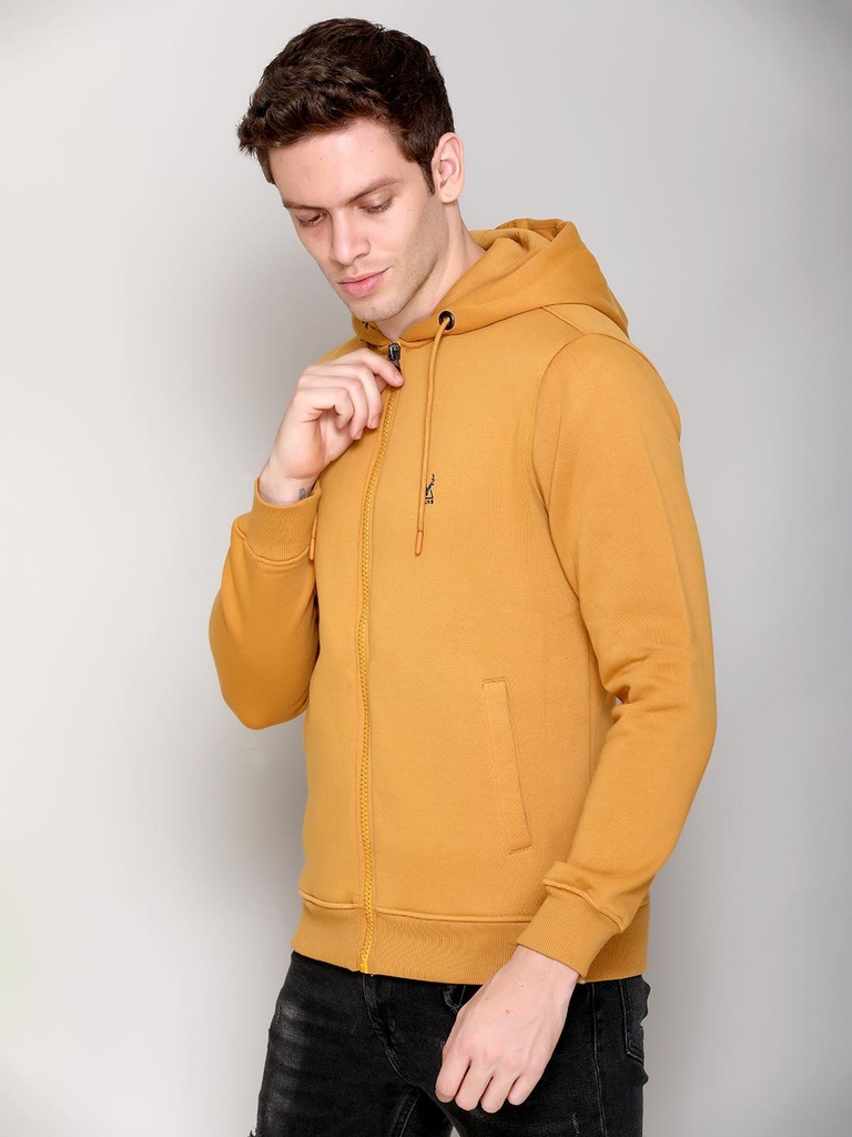Gents Zipper Sweatshirt With Hood - SS121-SS121-MUSTARD-L