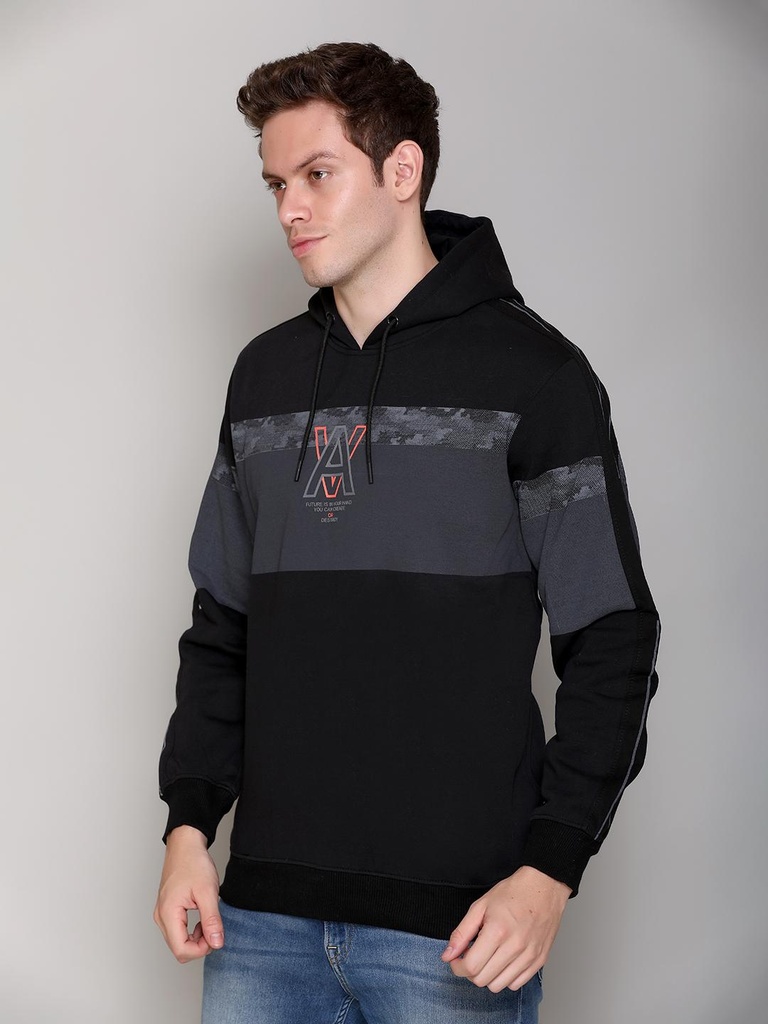 Gents Sweatshirt With Hood - D2007-D2007-BLACK-L