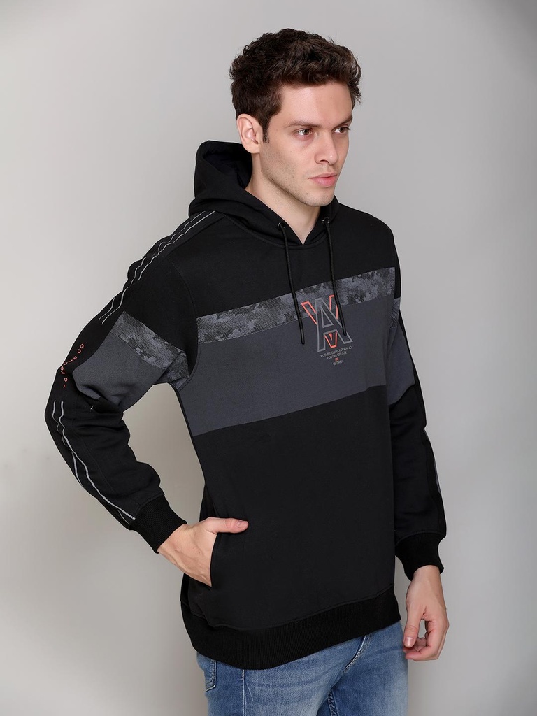 Gents Sweatshirt With Hood - D2007-D2007-BLACK-L
