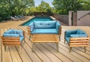 Idiya DOVER indoor/ covered Outdoor Sofa set With One Coffee Table , Light Blue