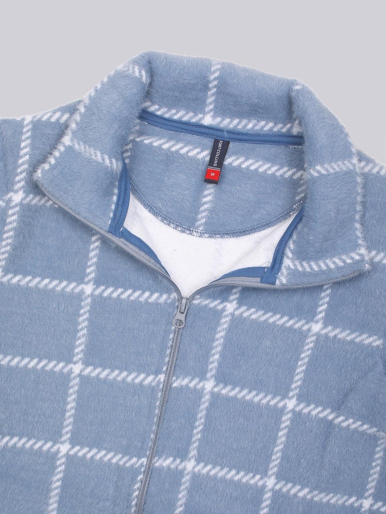 Ladies Fancy Zipper Sweatshirt With Coll - 9084SSar-9084SS-BLUE-L
