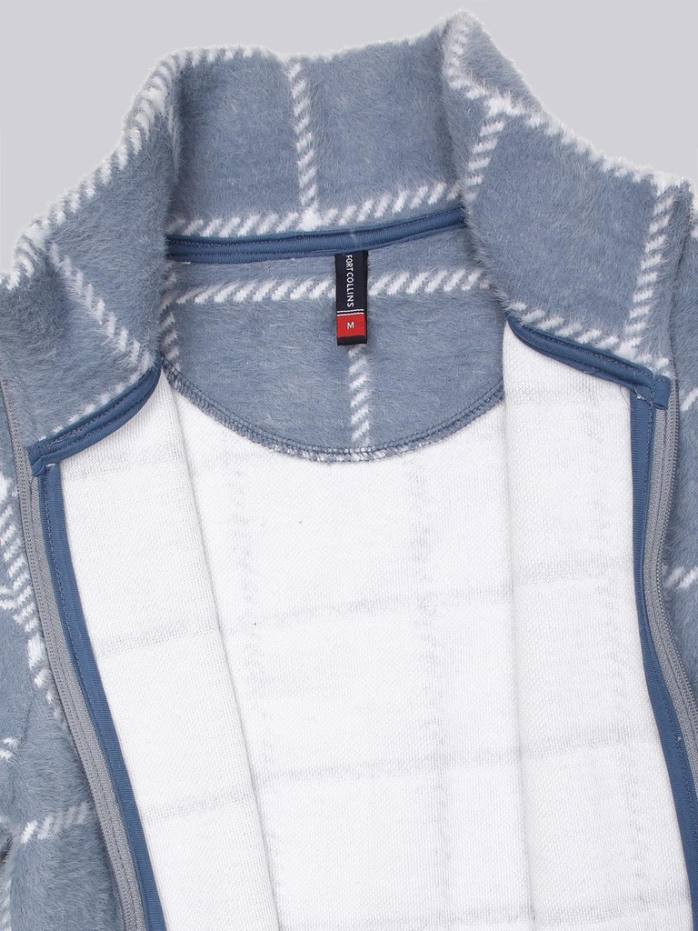 Ladies Fancy Zipper Sweatshirt With Coll - 9084SSar-9084SS-BLUE-L