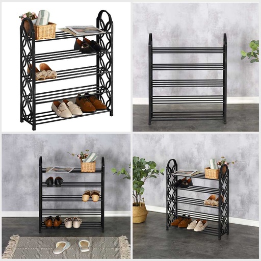 BASEL Shoe Rack , 63 X 21 X 76cm , Black