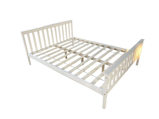 Dawson Slat Bed, Queen Size, White, Solid Wood