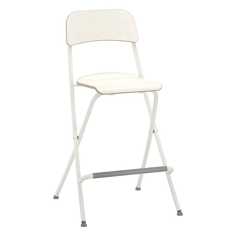 IKEA FRANKLIN bar stool with backrest, foldable white/white 63 cm