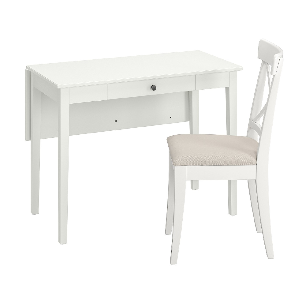 IDANAS / INGOLF Table & 1 Chair White/Hallarp Beige