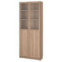 IKEA BILLY / OXBERG Bookcase with Panel/Glass Doors, Oak Effect, 80x30x202 cm