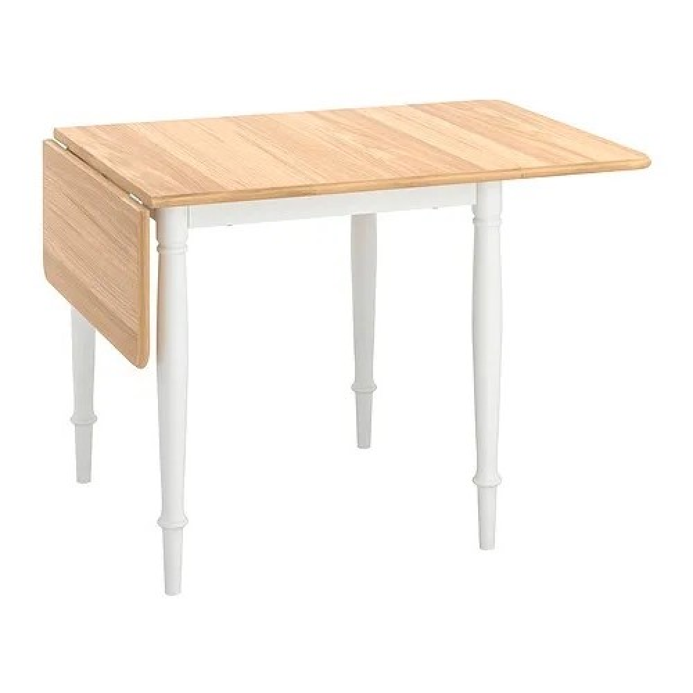 DANDERYD drop-leaf table, oak veneer/white, 74/134x80 cm