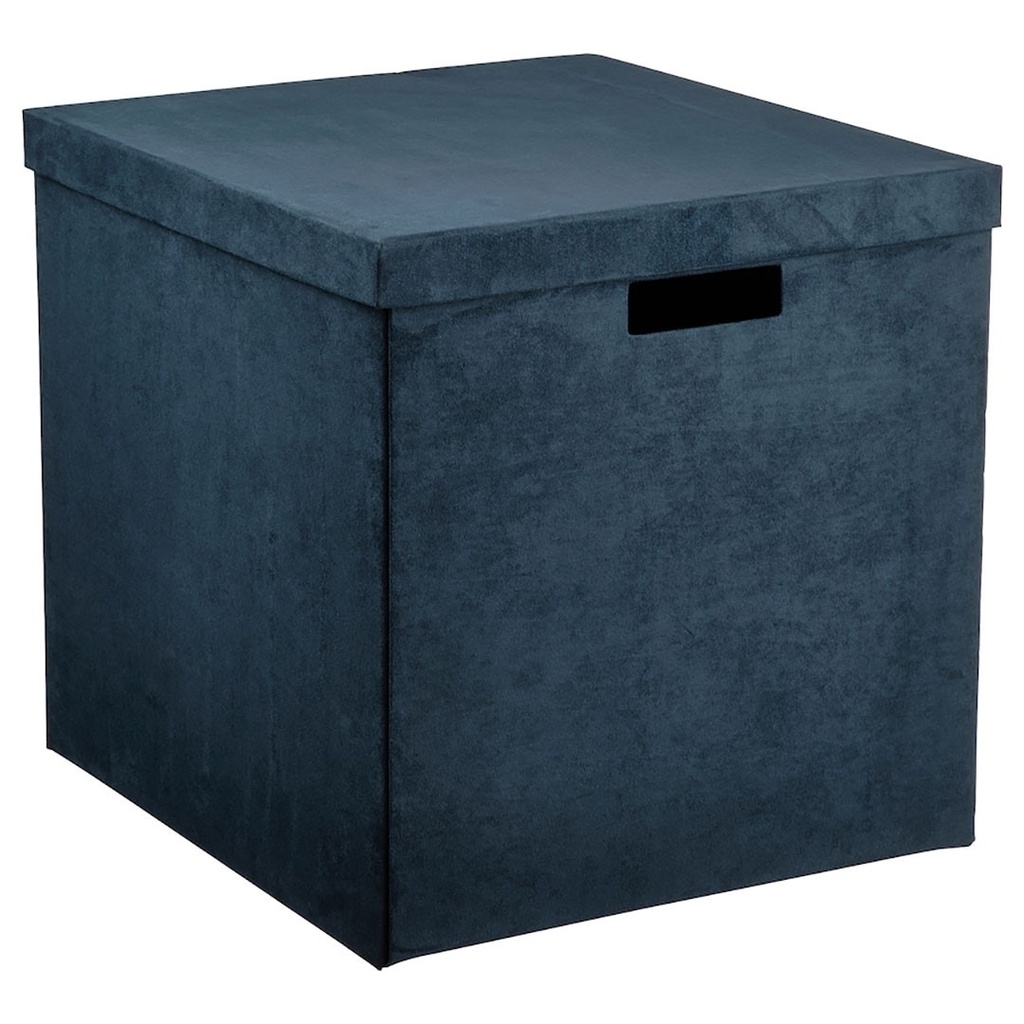 IKEA GJÄTTA Storage Box with Lid,Velvet Dark Blue, 32x35x32 cm