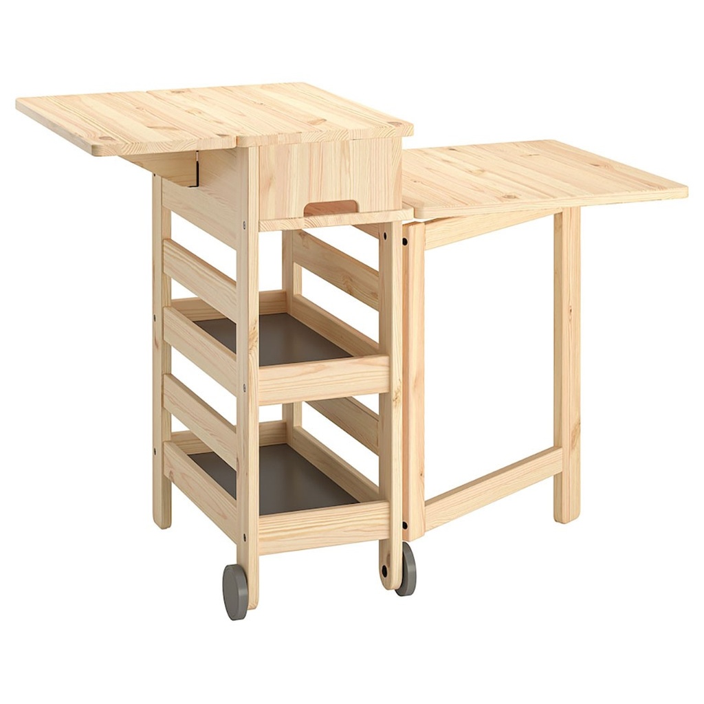 IKEA RESARÖ Mobile Drop-Leaf Table w Storage, Pine