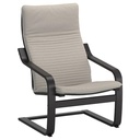 POÄNG Armchair, black-brown/Knisa light beige