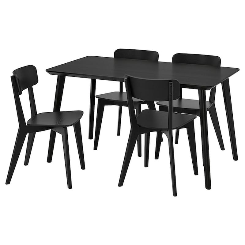 LISABO / LISABO Table and 4 chairs, black/black, 140x78 cm